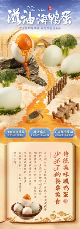 李子柒滋油咸鸭蛋 详情页设计