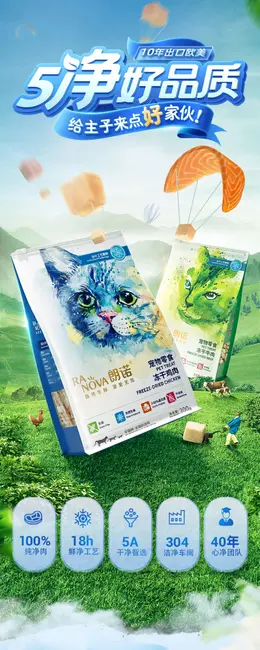 朗诺冻干猫零食 猫粮 详情页设计