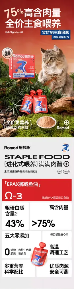 瑞梦迪鱼油主食肉包猫咪零食 猫粮 详情页设计
