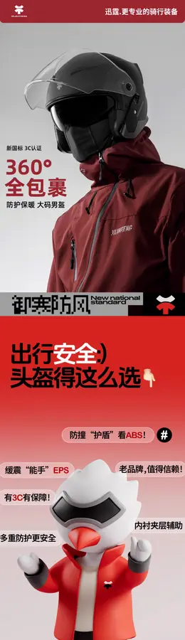 迅霆 摩托车A类新国标3C认证头盔 详情页设计