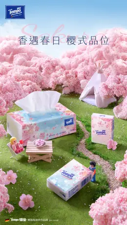 得宝 抽纸 湿纸巾 日用百货 春季 出游季 活动海报kv设计