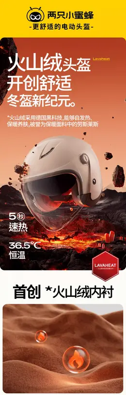 两只小蜜蜂 电动车头盔 产品详情页设计