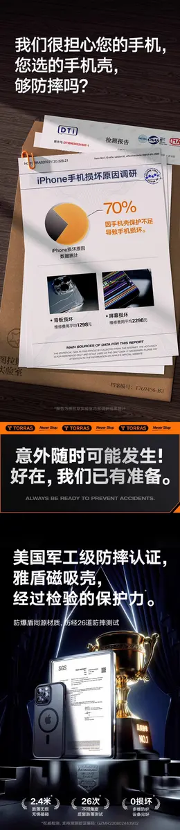 图拉斯S3苹果15Pro手机壳 详情页设计