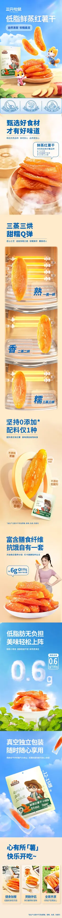 三只松鼠鲜蒸红薯干 详情页设计