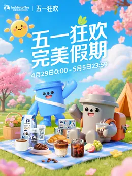 瑞幸咖啡 饮品 食品 五一出游季 海报设计