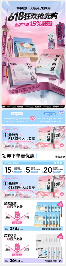 城市理享 宠物食品 猫粮 狗粮 618大促活动首页设计