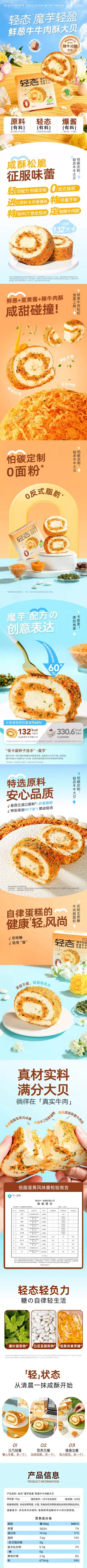 哥本优选鲜葱牛牛肉酥大贝魔芋蛋糕点瑞士卷面包 食品详情页设计