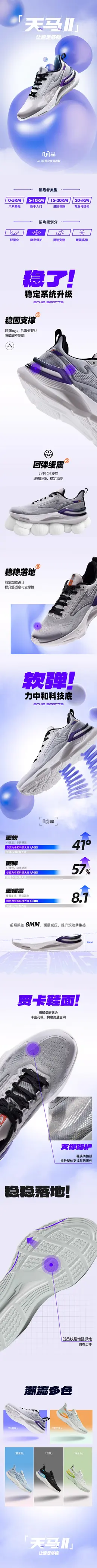 鸿星尔克天马2跑步鞋男鞋 详情页设计