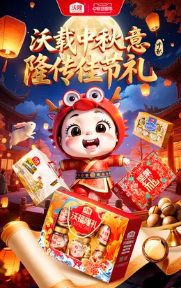 沃隆 食品 零食 坚果 中秋节活动海报设计