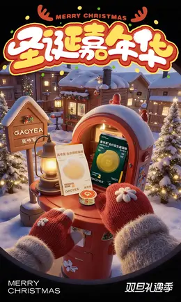 高爷家 宠物食品 猫粮 狗粮 圣诞节 双旦礼遇季 大促活动海报设计