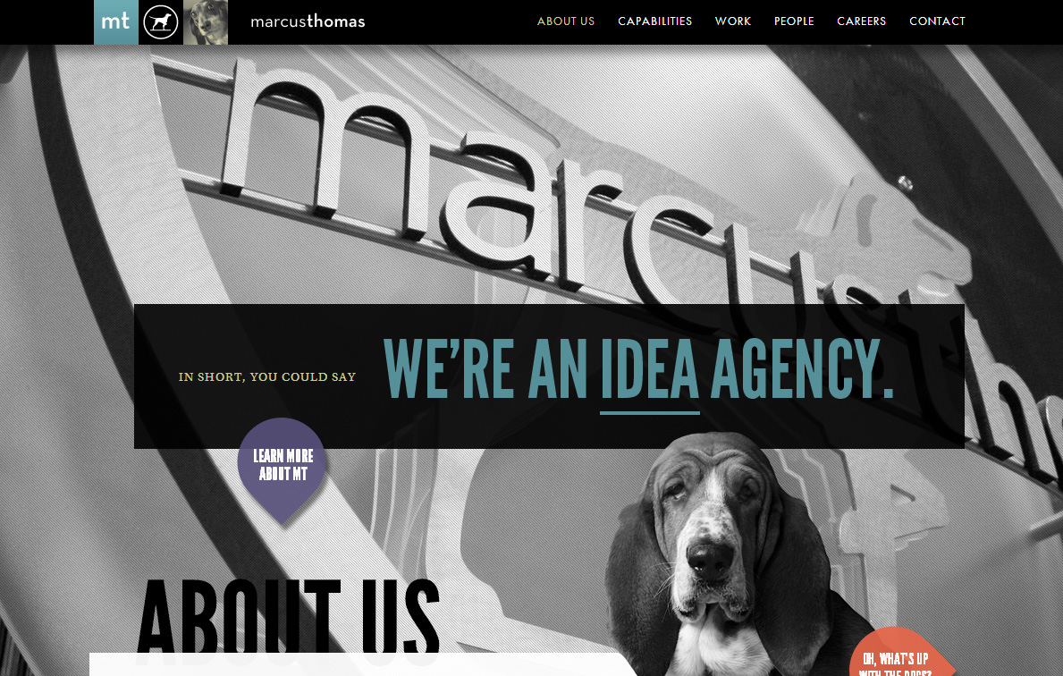 Marcus Thomas是一个地方品牌DNA，数字的DNA和一个小的狗的DNA走到了一起。