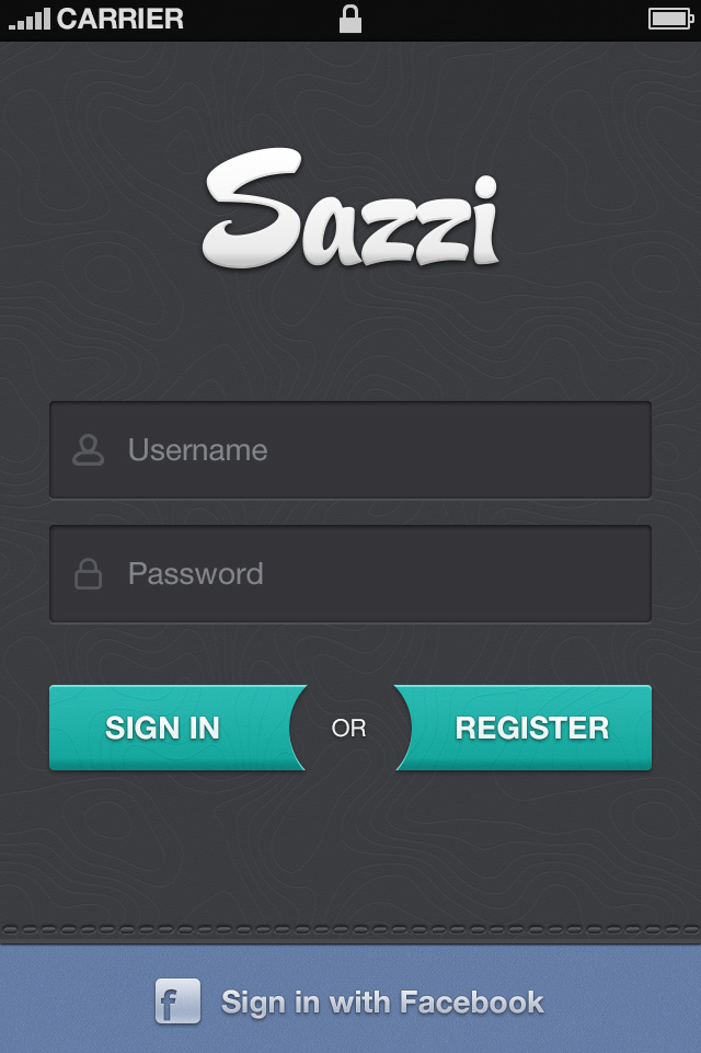 Sazzi深灰色纹理App登录界面设计