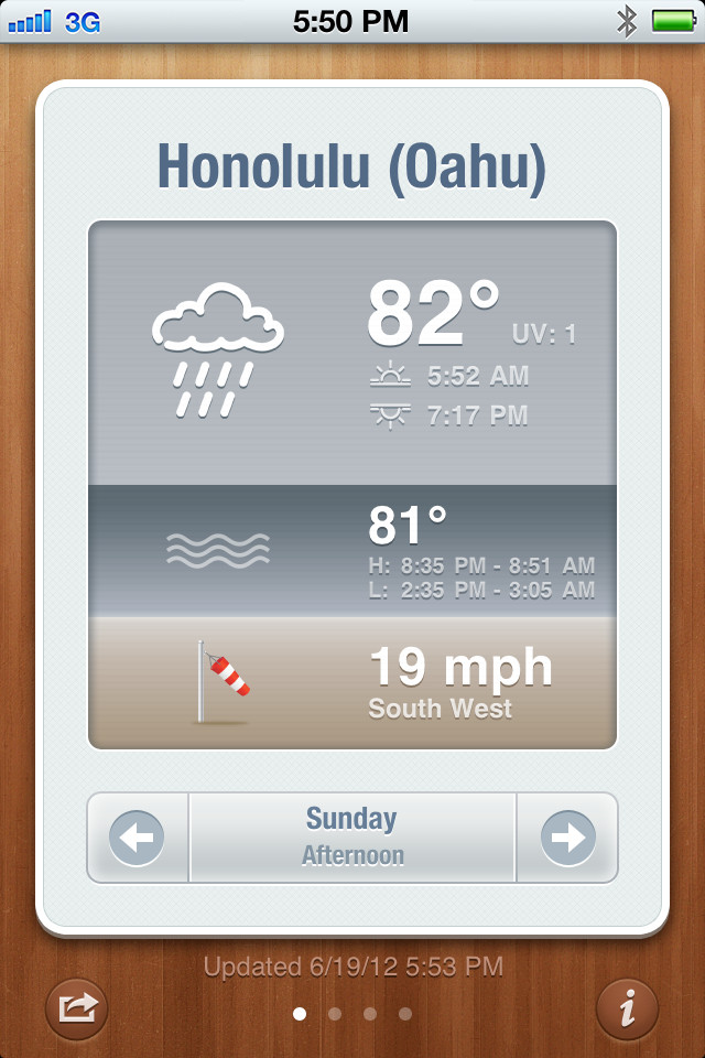 海滩天气预报iPhone应用程序界面设计2
