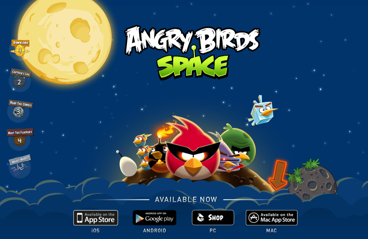 愤怒的小鸟的空间：目前在iOS，Android的，MAC和PC。