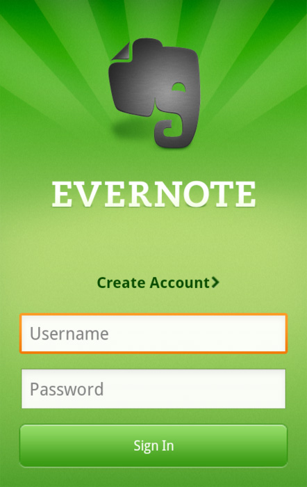 Evernote安卓系统登录界面设计