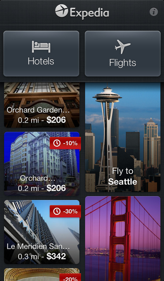 Expedia的酒店及机票App界面设计欣赏