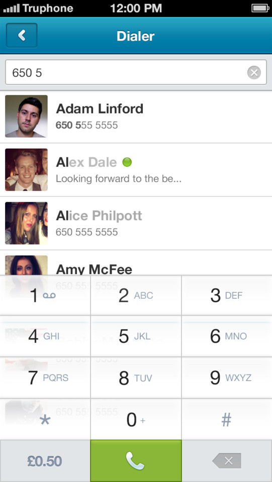 Truphone免费电话App界面设计欣赏