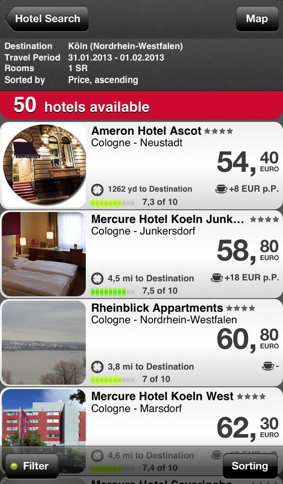 HRS全球酒店预订App界面设计欣赏
