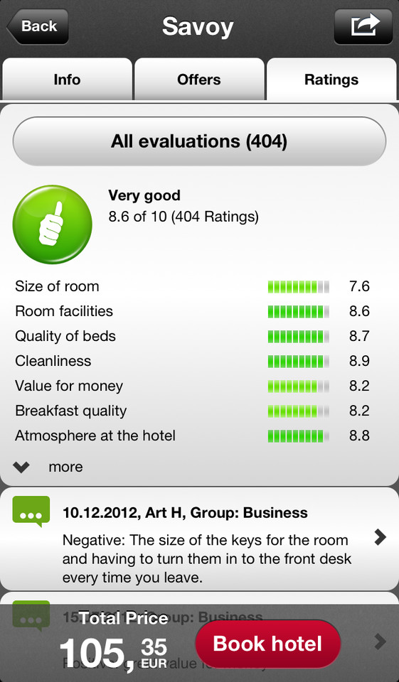 HRS全球酒店预订App界面设计欣赏