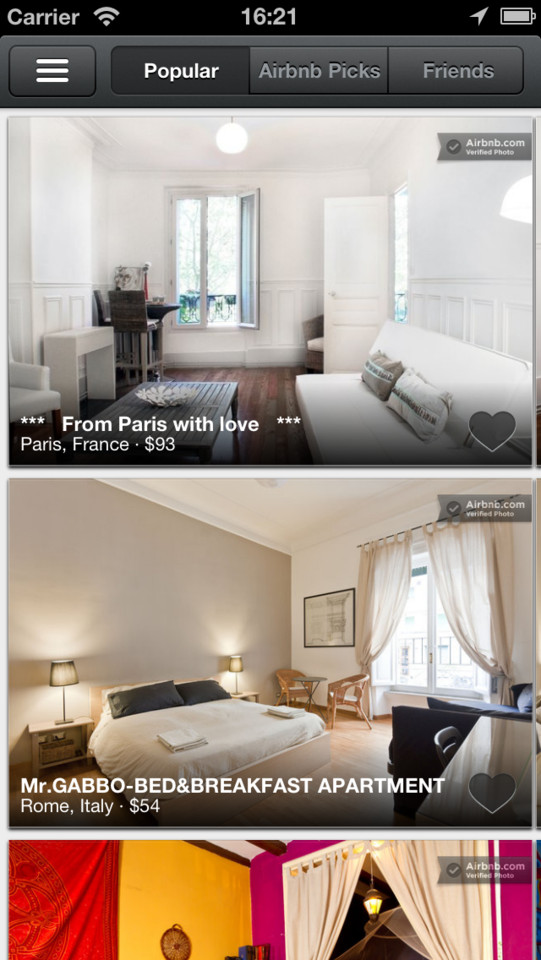 Airbnb应用程序APP界面设计