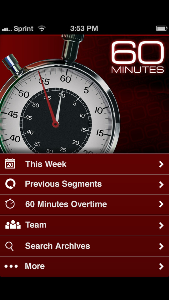 60分钟美国的头号新闻节目App界面设计