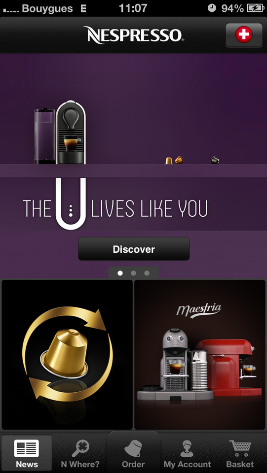 Nespresso咖啡App手机界面设计，来源黄蜂网https://woofeng.cn/