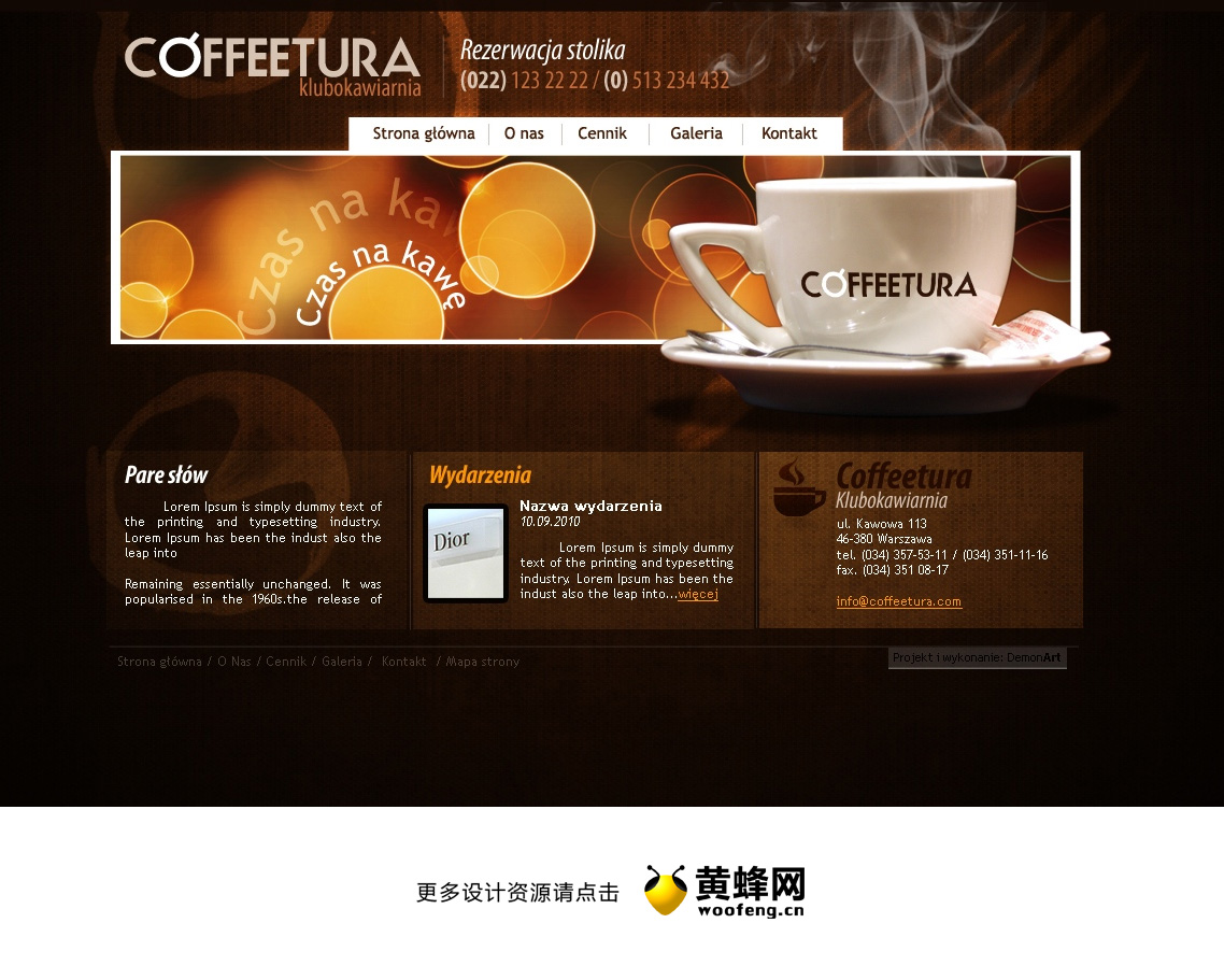 Coffeteria咖啡网站设计截图，来源自黄蜂网https://woofeng.cn/