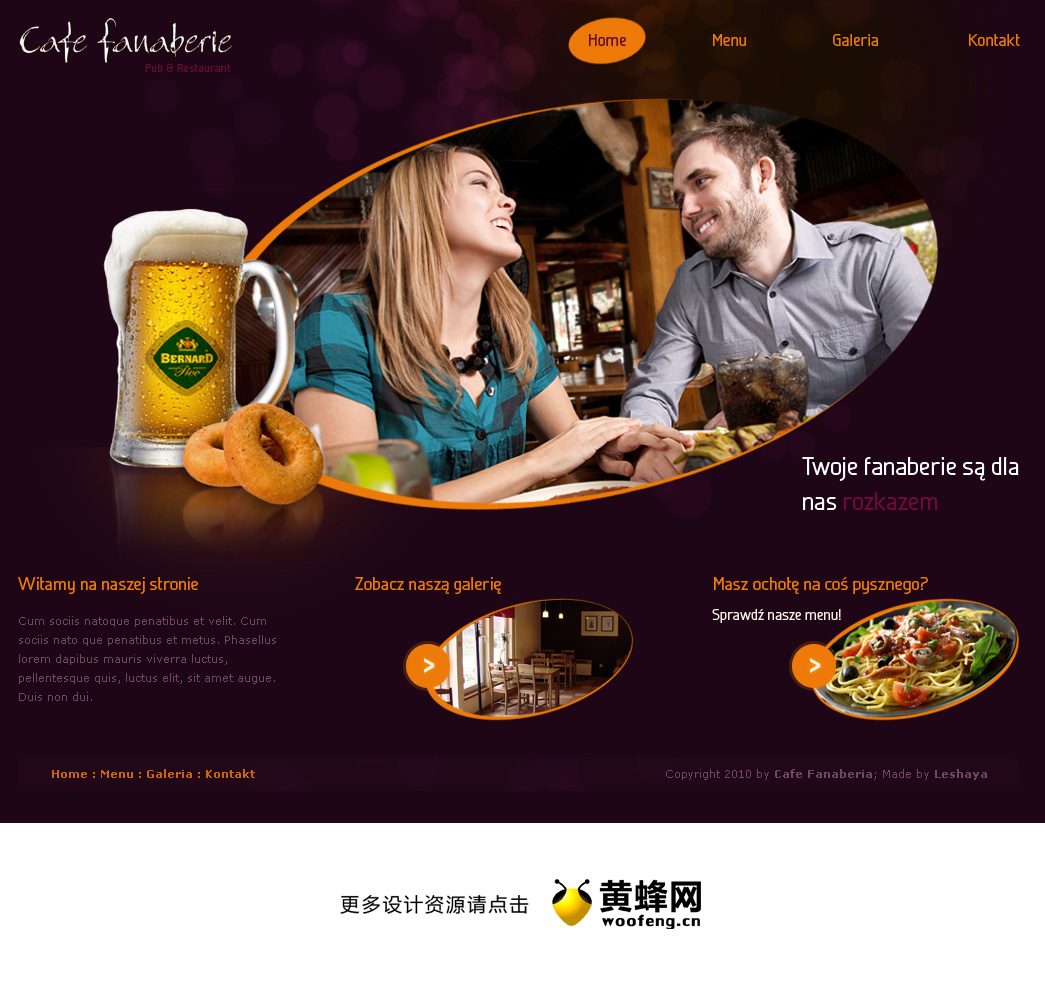 Fanaberia餐厅酒吧咖啡厅网站设计欣赏，来源自黄蜂网https://woofeng.cn/