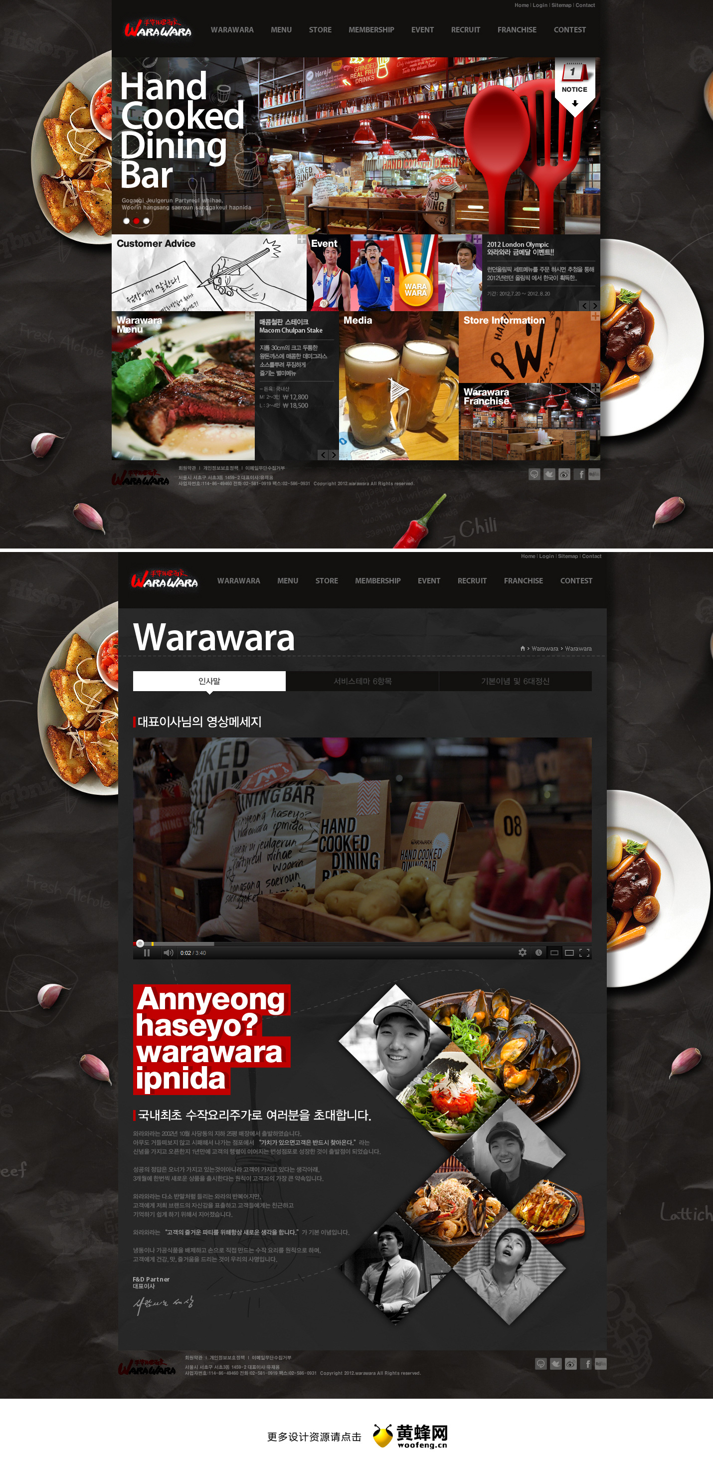 WaraWara餐厅网站设计欣赏，来源自黄蜂网https://woofeng.cn/