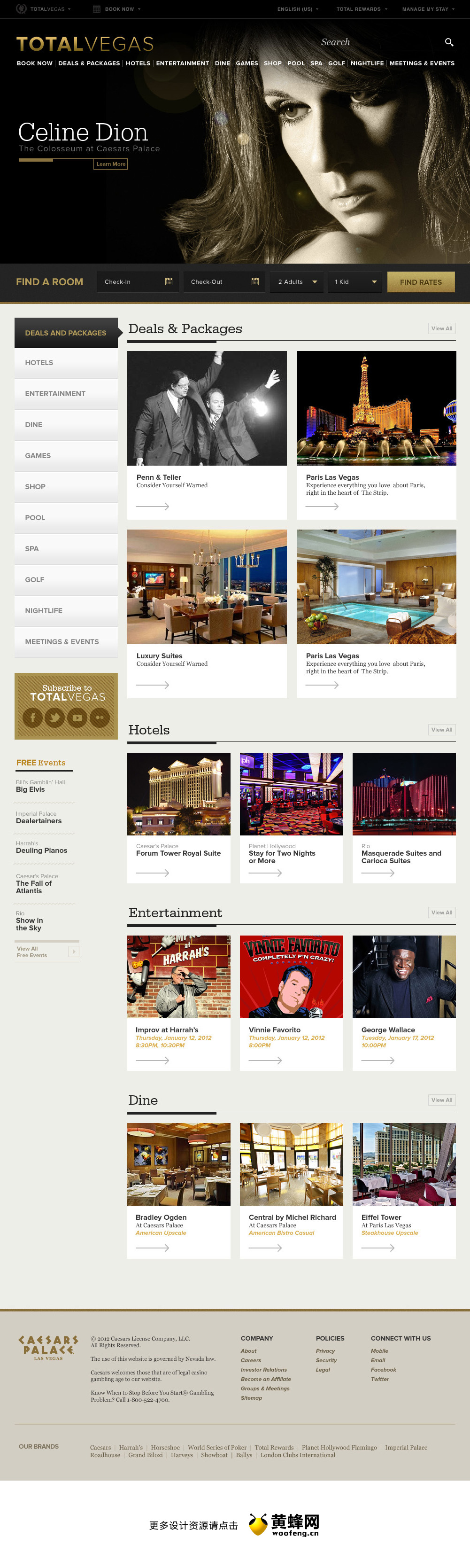 拉斯维加斯酒店网站设计欣赏，来源自黄蜂网https://woofeng.cn