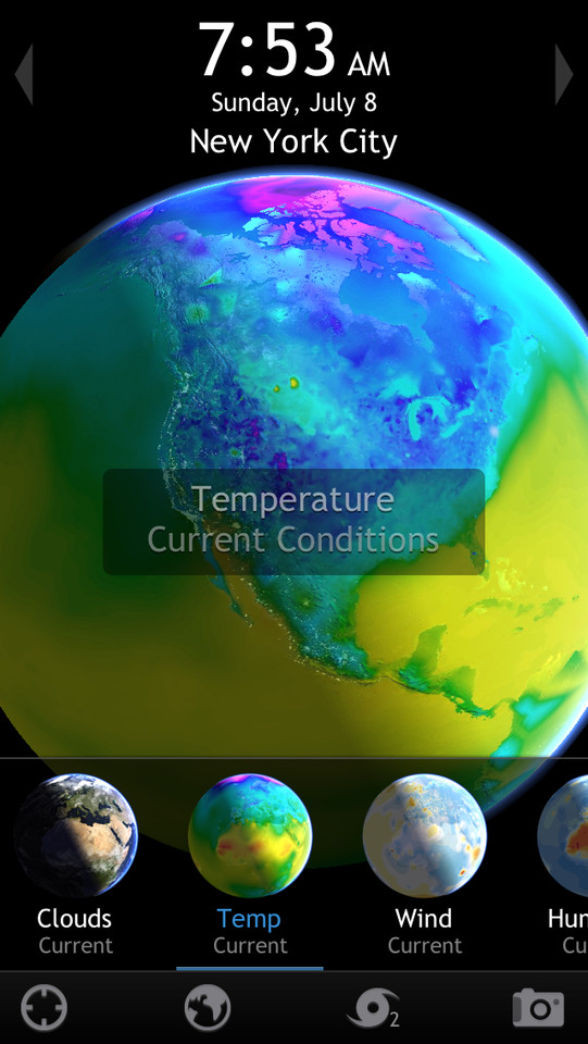 生活的地球时钟和天气应用程序界面设计，来源自黄蜂网https://woofeng.cn/mobile