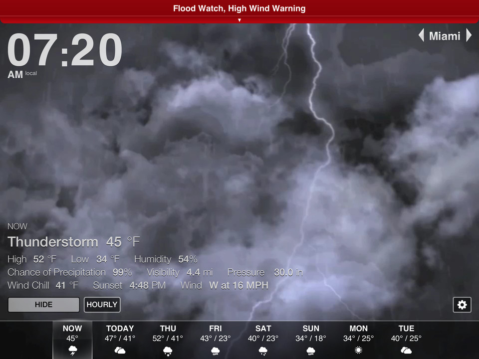 iPad实时天气预报界面设计，来源自黄蜂网https://woofeng.cn/ipad/