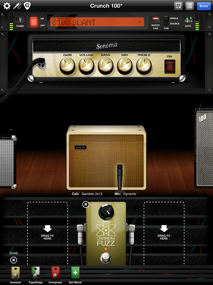 UGFX吉他放大器iPad应用界面设计，来源自黄蜂网https://woofeng.cn/ipad/