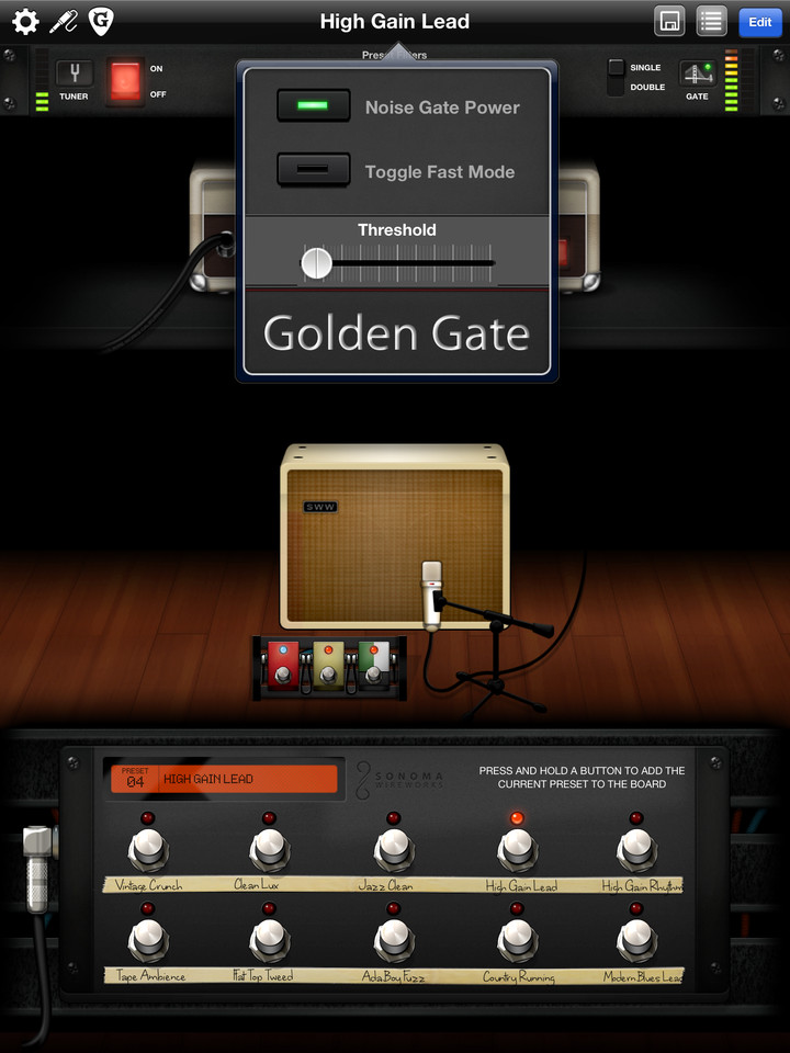 UGFX吉他放大器iPad应用界面设计，来源自黄蜂网https://woofeng.cn/ipad/