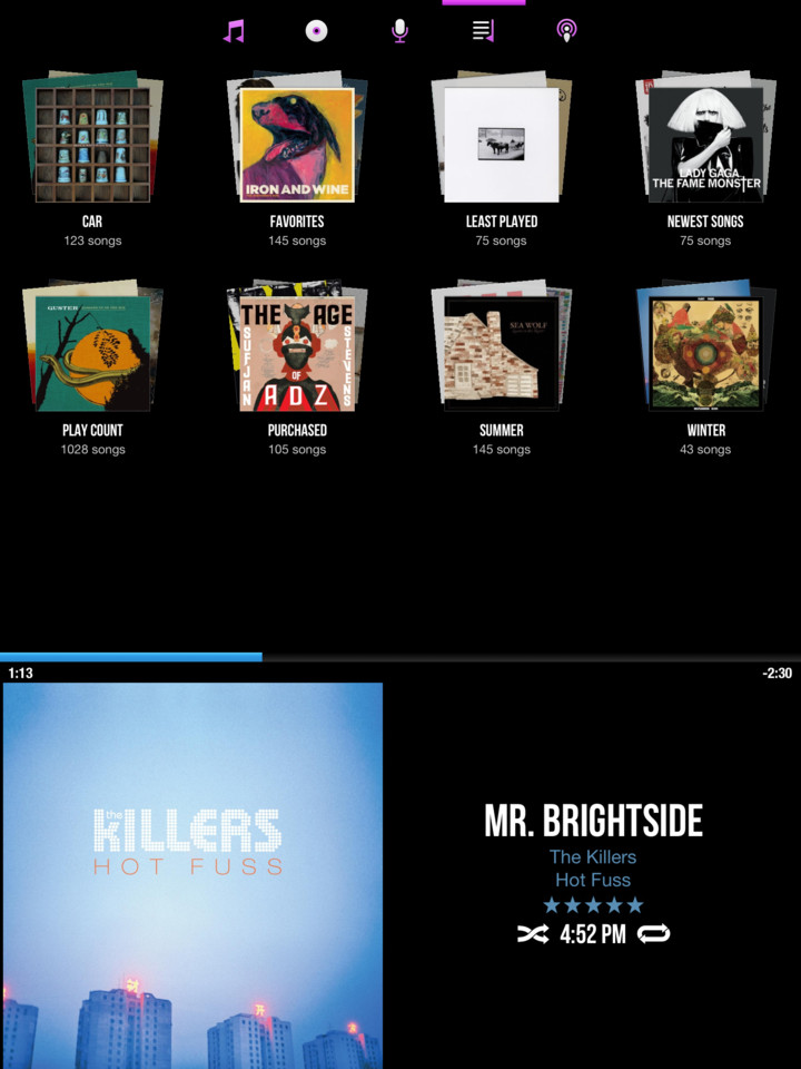 CarTunes iPad音乐播放器界面设计，来源自黄蜂网https://woofeng.cn/ipad/
