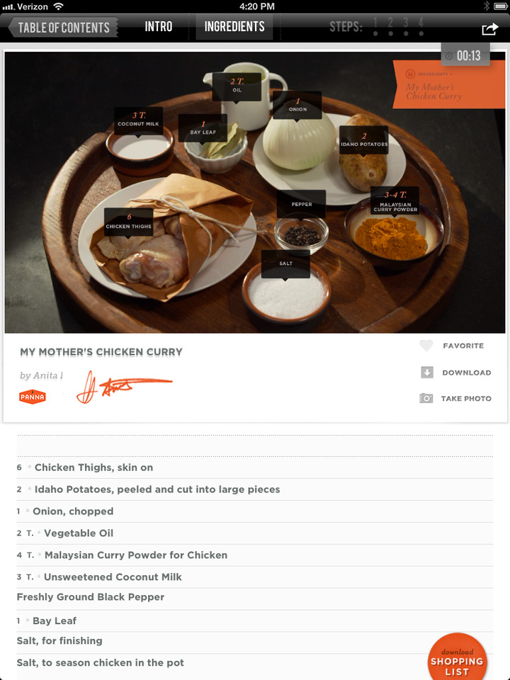 Panna视频烹饪杂志iPad应用程序界面设计，来源自黄蜂网https://woofeng.cn/ipad/