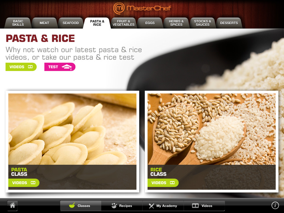MasterChef烹饪技能视频iPad应用界面设计，来源自黄蜂网https://woofeng.cn/ipad/