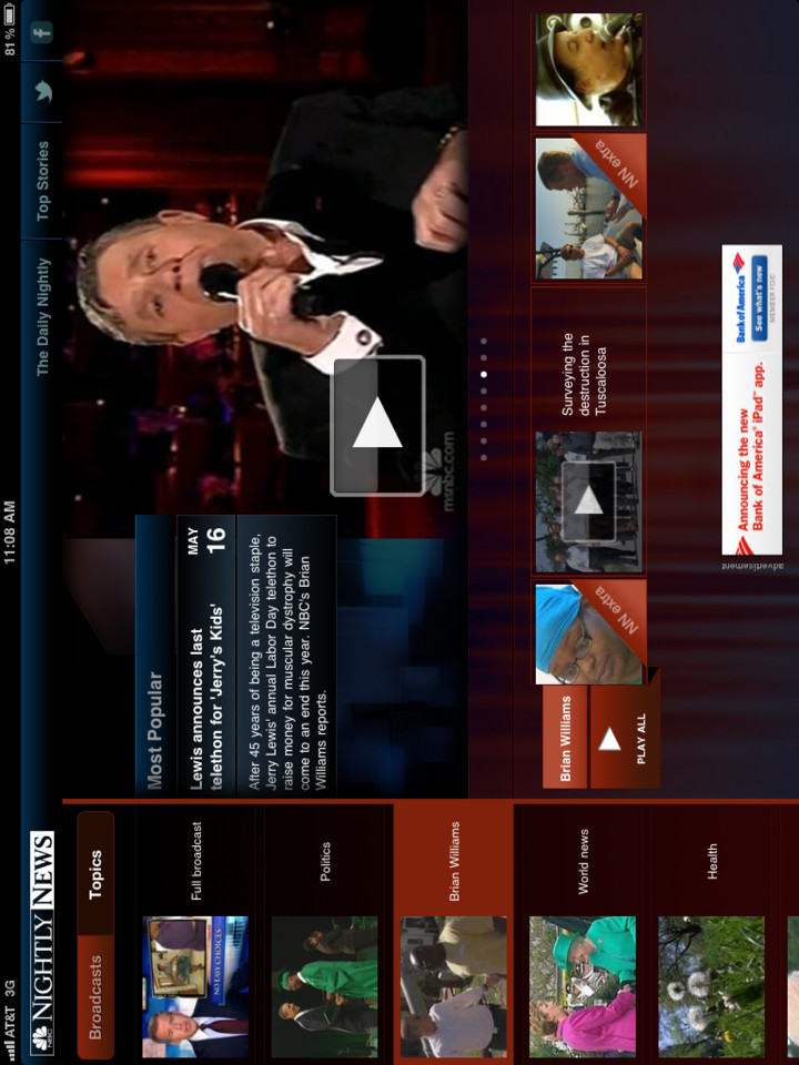 NBC晚间新闻iPad应用界面设计，来源自黄蜂网https://woofeng.cn/ipad/