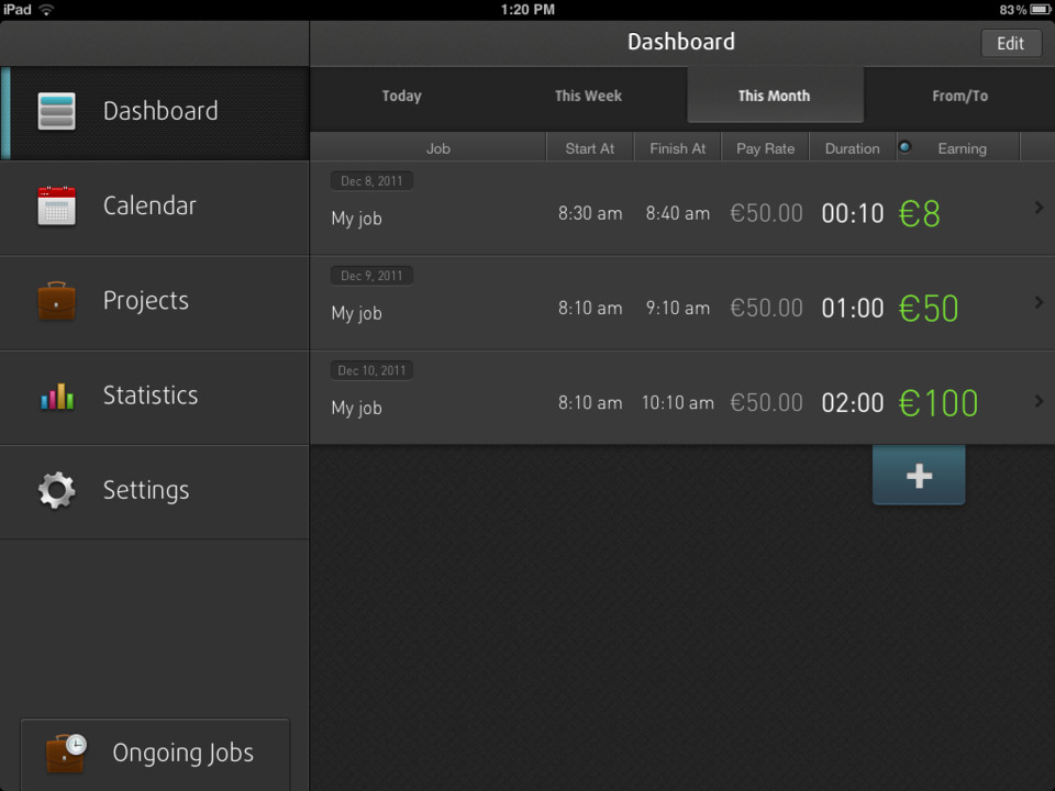 货币跟踪工资计算器iPad应用程序界面设计，来源自黄蜂网https://woofeng.cn/ipad/