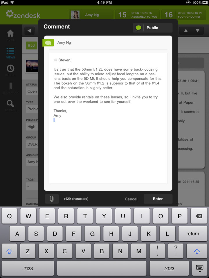 Zendesk云计算客户服务软件iPad应用界面设计，来源自黄蜂网https://woofeng.cn/ipad/