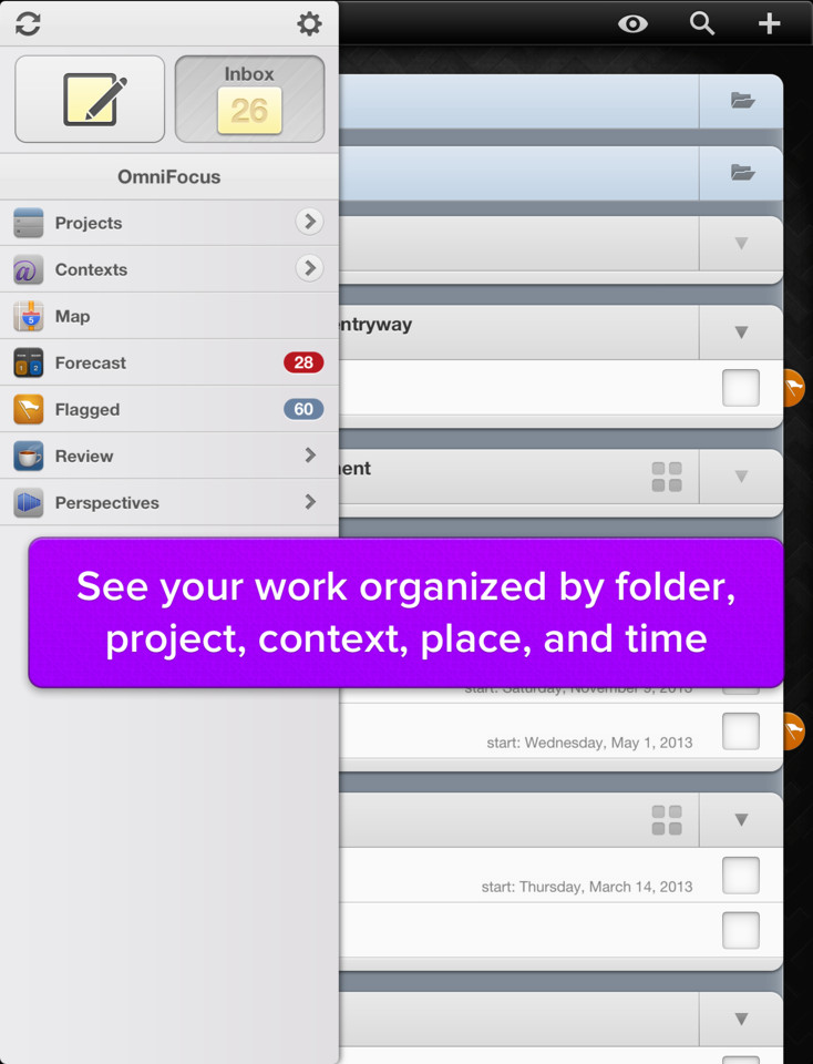 OmniFocus任务管理iPad应用程序界面设计，来源自黄蜂网https://woofeng.cn/ipad/