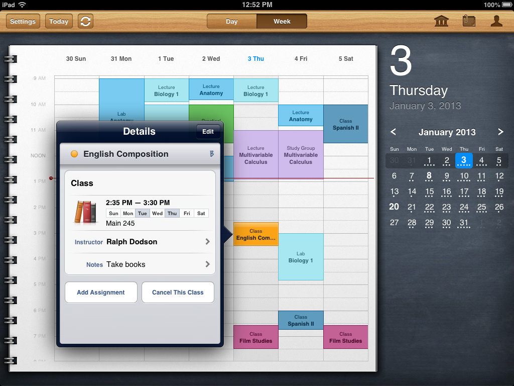 iStudiez先进的学生策划iPad应用界面设计，来源自黄蜂网https://woofeng.cn/ipad/