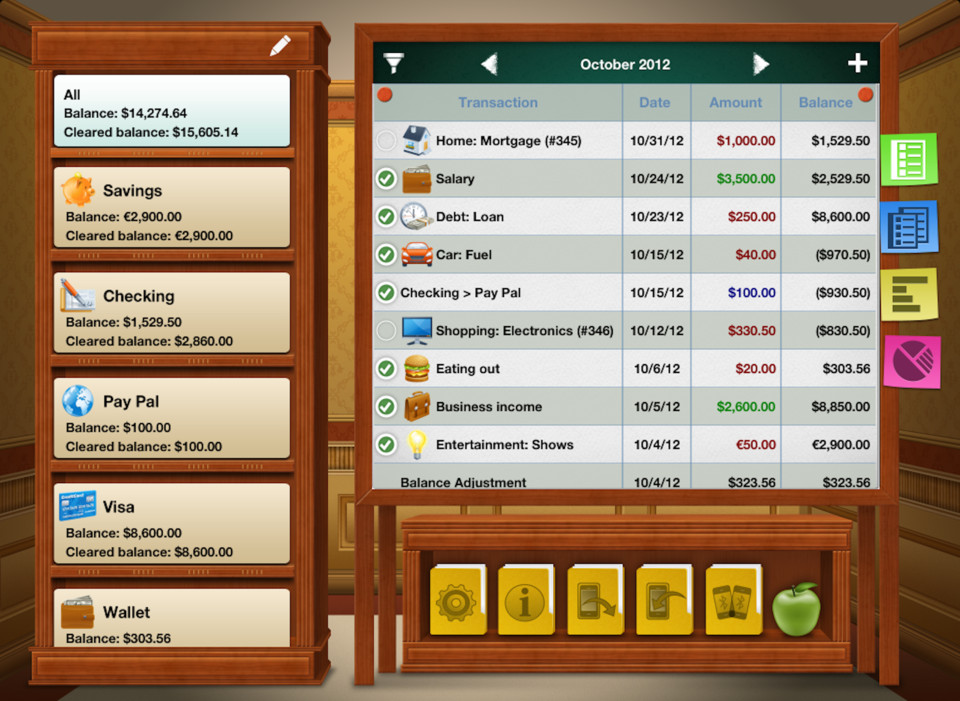 Checkbook个人财务管理iPad应用程序界面设计，来源自黄蜂网https://woofeng.cn/ipad/