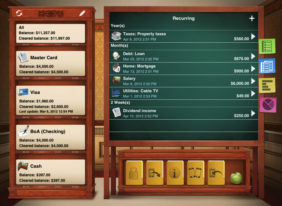 Checkbook个人财务管理iPad应用程序界面设计，来源自黄蜂网https://woofeng.cn/ipad/