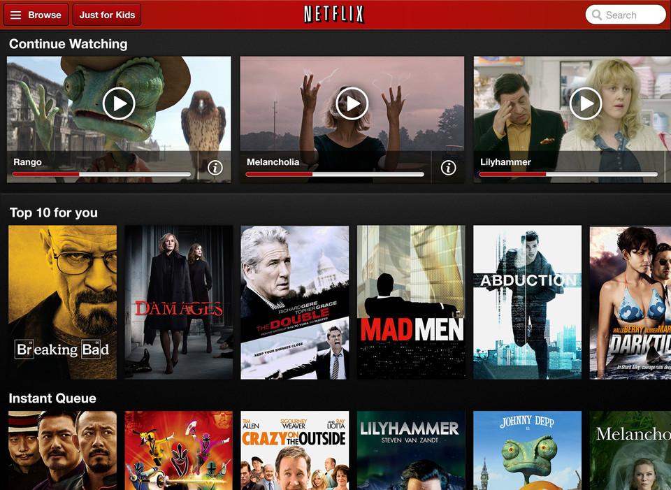 Netflix iPad上观看电影应用界面设计，来源自黄蜂网https://woofeng.cn/ipad/