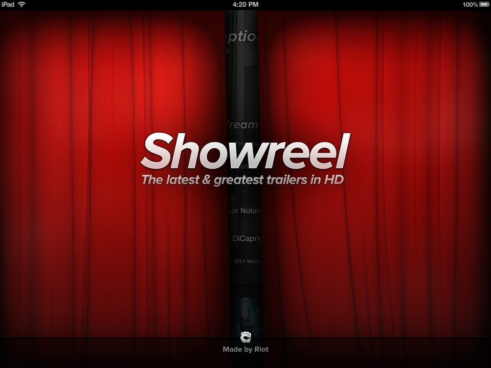 SHOWREEL电影预告片iPad应用程序界面设计，来源自黄蜂网https://woofeng.cn/ipad/