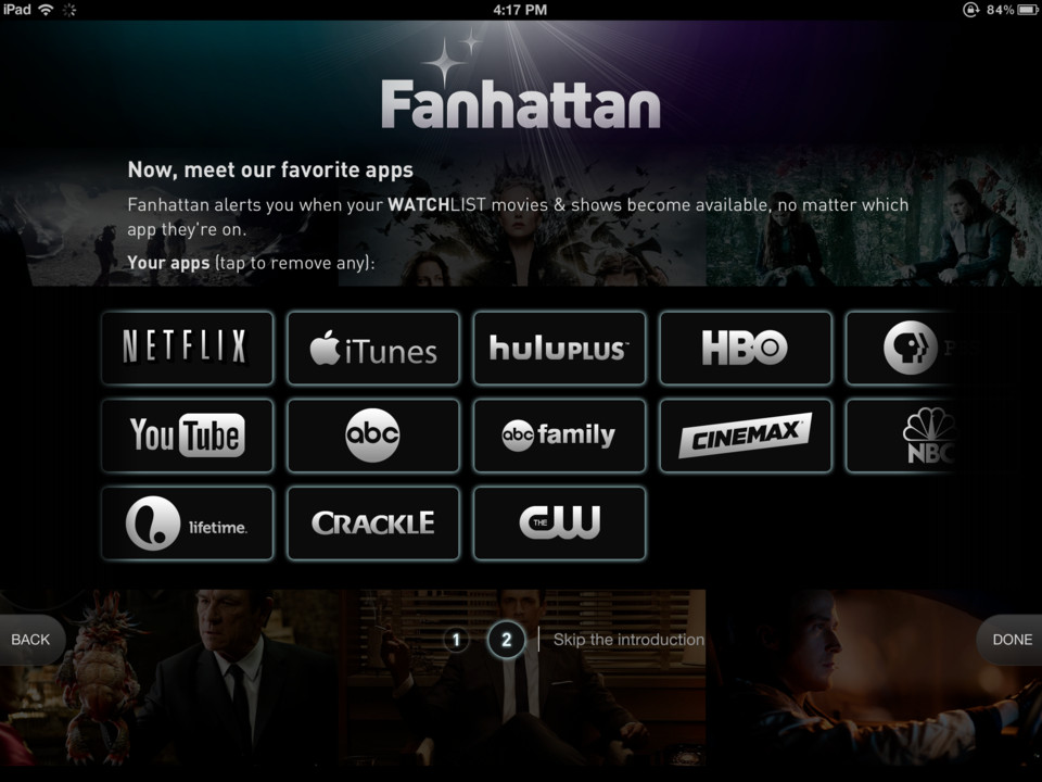 Fanhattan电影和电视节目iPad应用程序界面设计，来源自黄蜂网https://woofeng.cn/ipad/