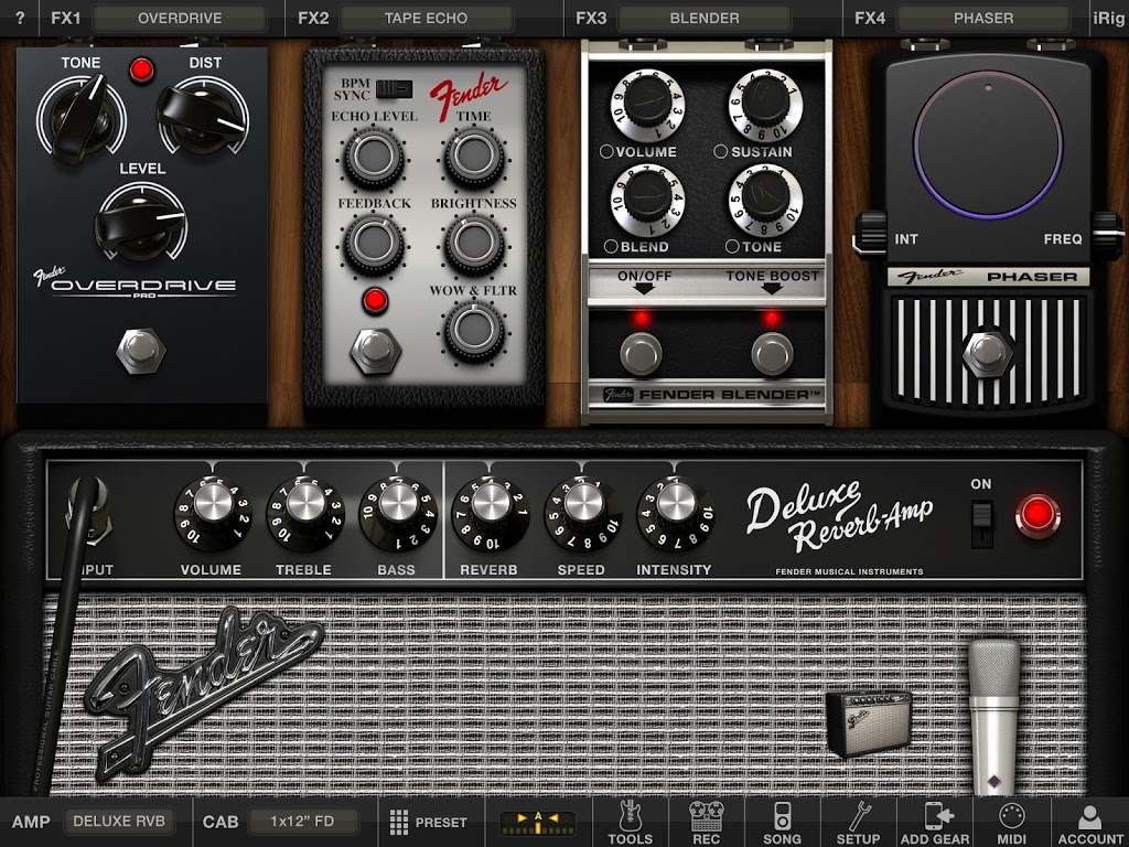 AmpliTube Fender iPad版界面设计，来源自黄蜂网https://woofeng.cn/ipad/