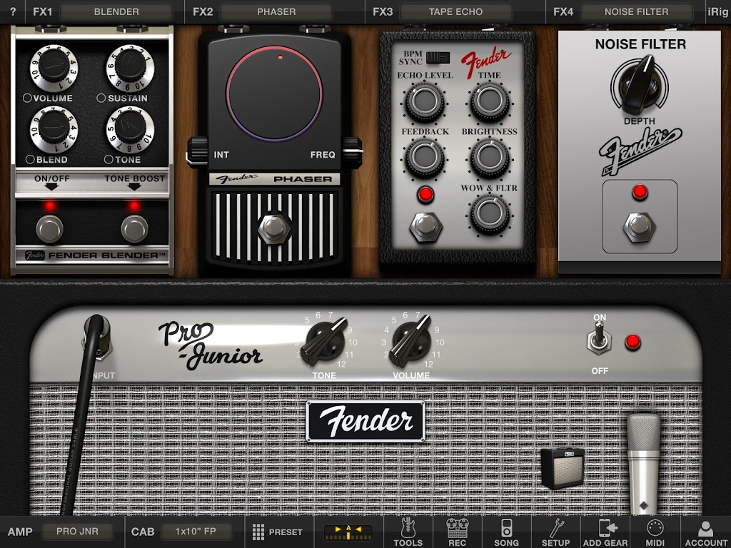 AmpliTube Fender iPad版界面设计，来源自黄蜂网https://woofeng.cn/ipad/