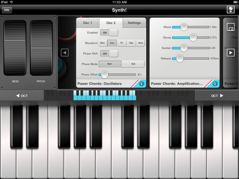 Synth和弦合成器iPad版界面设计，来源自黄蜂网https://woofeng.cn/ipad/